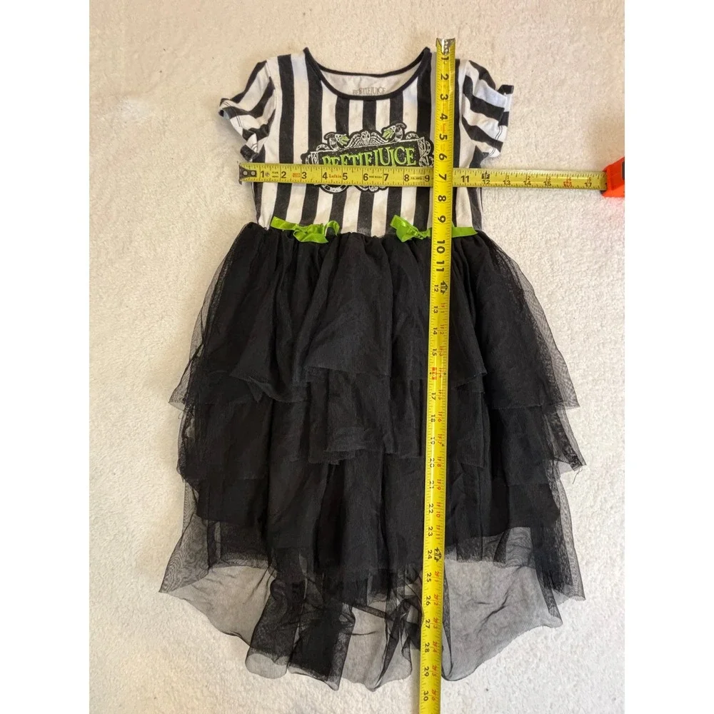 Beetlejuice‎ Girls Tutu Dress Black White Green Size 6/7 Halloween Costume